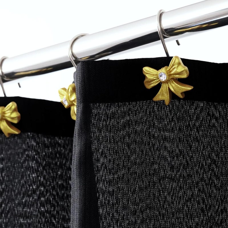 Popkozzi Gold Bow Shower Curtain Hooks: Christmas Bow Knot Shaped Rustproof Stainless Steel Decorative Rings for Glamorous Bathroom Décor – Ideal for Women Girls & Holiday Home Styling - Image 5